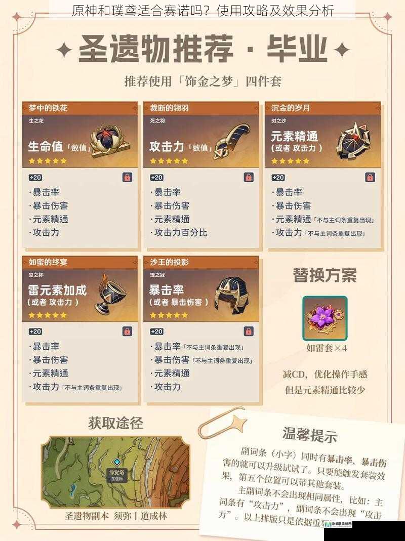 原神和璞鸢适合赛诺吗?使用攻略及效果分析
