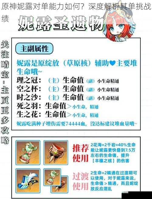 原神妮露对单能力如何?深度解析其单挑战绩