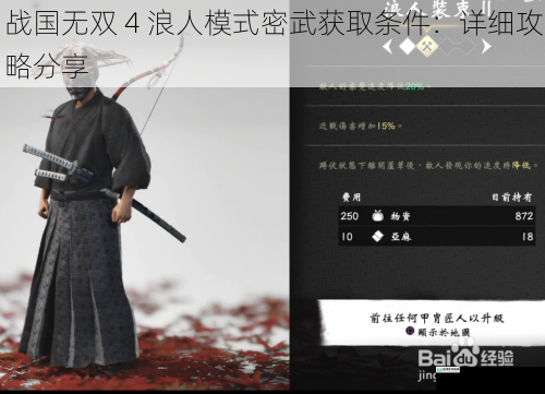 战国无双 4 浪人模式密武获取条件:详细攻略分享