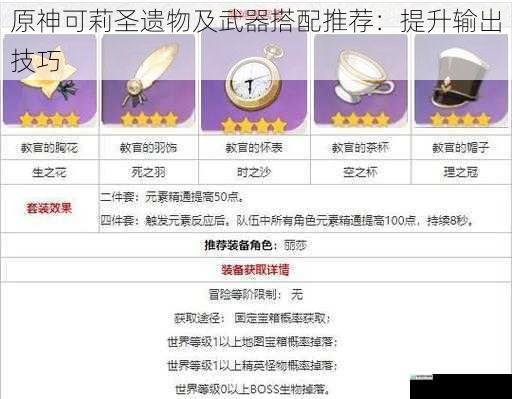 原神可莉圣遗物及武器搭配推荐:提升输出技巧