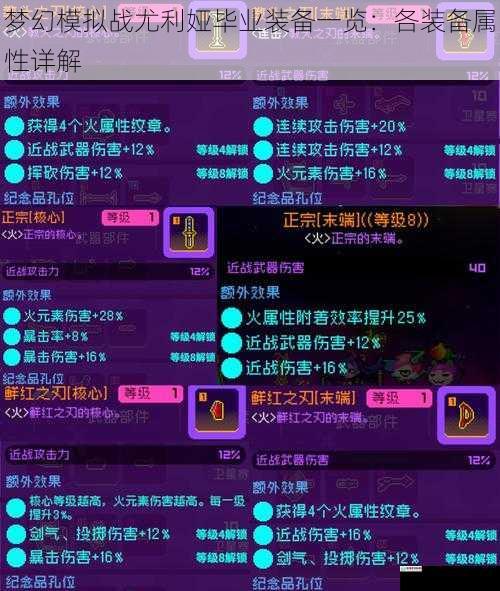梦幻模拟战尤利娅毕业装备一览:各装备属性详解