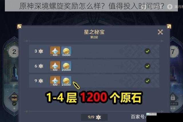 原神深境螺旋奖励怎么样?值得投入时间吗?