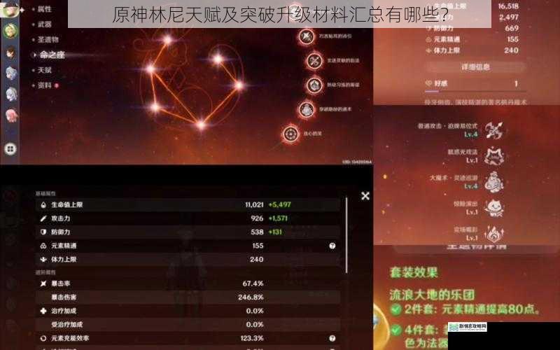 原神林尼天赋及突破升级材料汇总有哪些?
