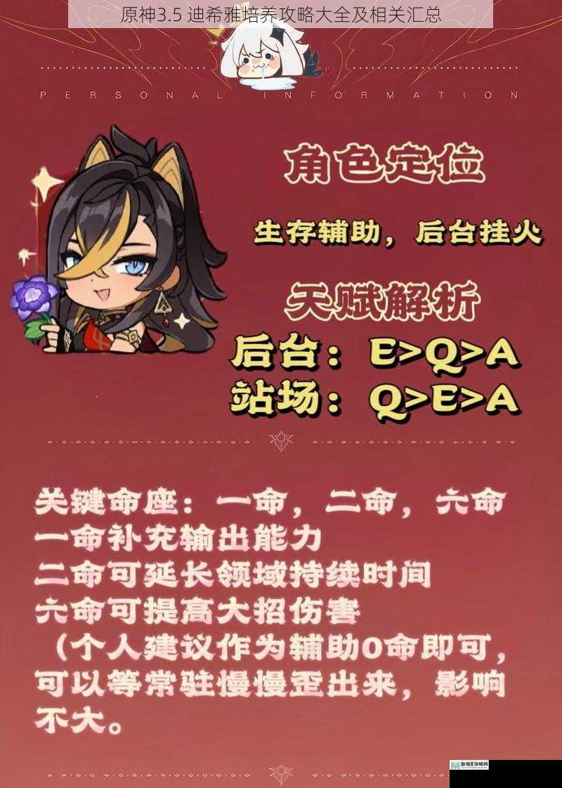 原神3.5 迪希雅培养攻略大全及相关汇总