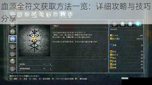 血源全符文获取方法一览:详细攻略与技巧分享