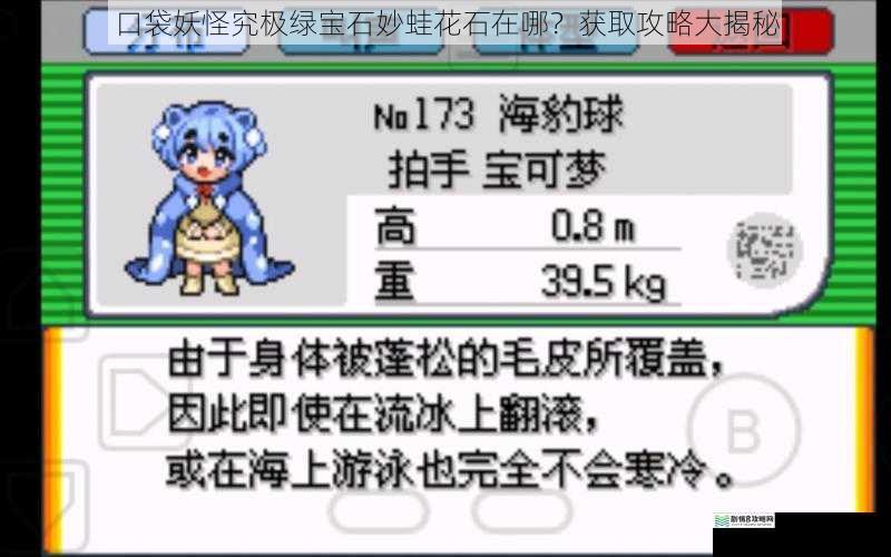 口袋妖怪究极绿宝石妙蛙花石在哪?获取攻略大揭秘