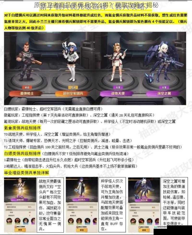 原守卫者高品质佣兵怎么得?获取攻略大揭秘