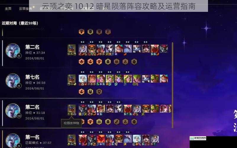 云顶之奕 10.12 暗星陨落阵容攻略及运营指南