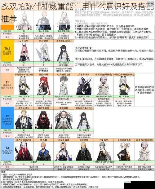 战双帕弥什神威重能:用什么意识好及搭配推荐