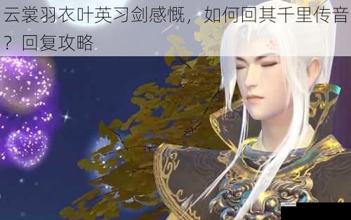 云裳羽衣叶英习剑感慨,如何回其千里传音?回复攻略