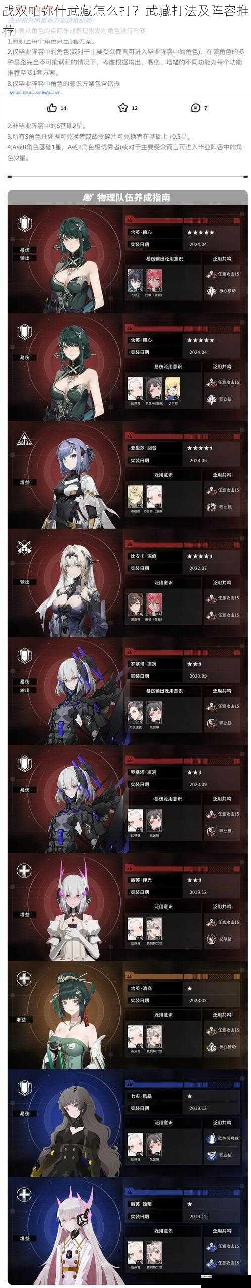 战双帕弥什武藏怎么打?武藏打法及阵容推荐