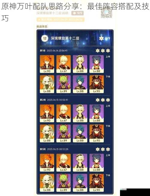 原神万叶配队思路分享:最佳阵容搭配及技巧