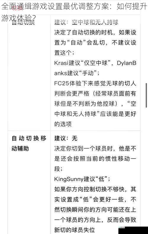 全面通缉游戏设置最优调整方案:如何提升游戏体验?