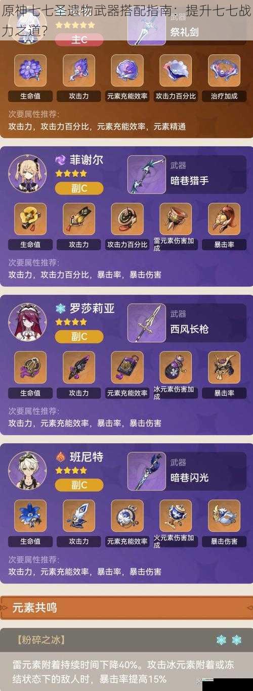 原神七七圣遗物武器搭配指南:提升七七战力之道?