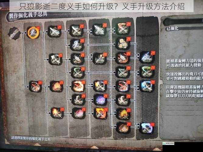 只狼影逝二度义手如何升级?义手升级方法介绍