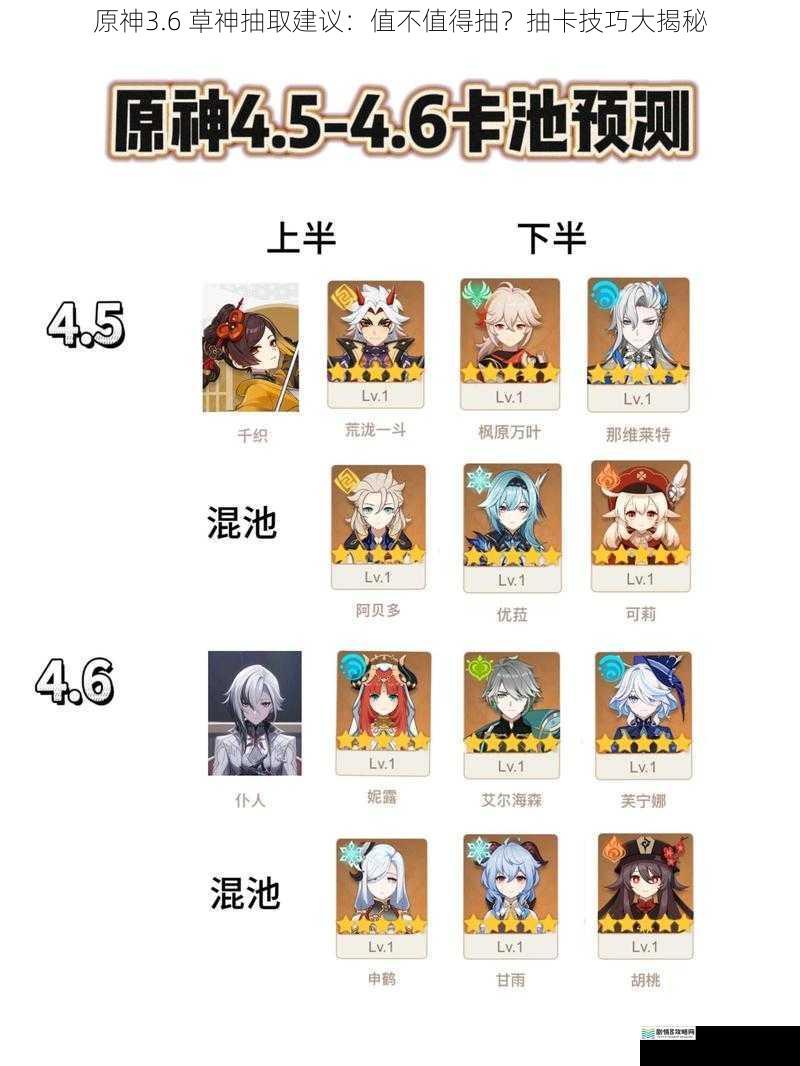 原神3.6 草神抽取建议:值不值得抽?抽卡技巧大揭秘
