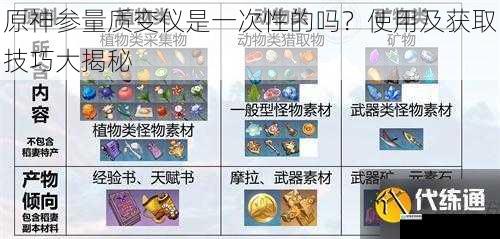 原神参量质变仪是一次性的吗?使用及获取技巧大揭秘