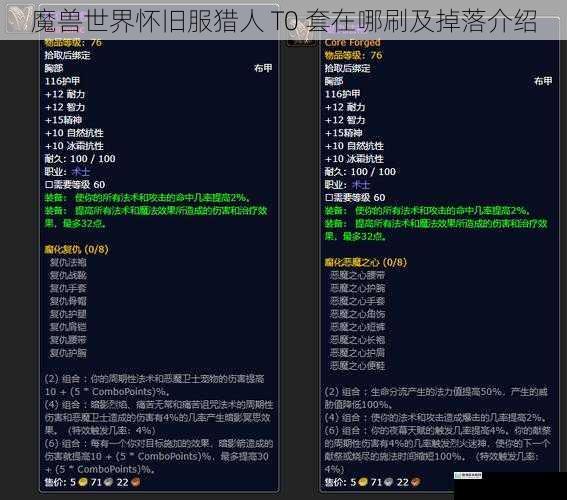 魔兽世界怀旧服猎人 T0 套在哪刷及掉落介绍