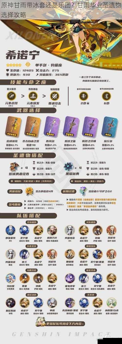 原神甘雨带冰套还是乐团?甘雨毕业圣遗物选择攻略