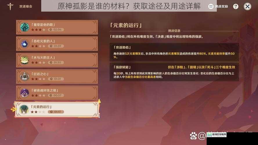 原神孤影是谁的材料?获取途径及用途详解