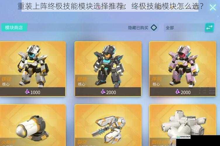 重装上阵终极技能模块选择推荐:终极技能模块怎么选?