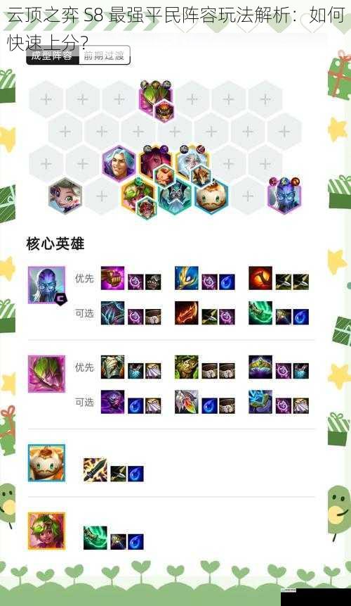云顶之弈 S8 最强平民阵容玩法解析:如何快速上分?