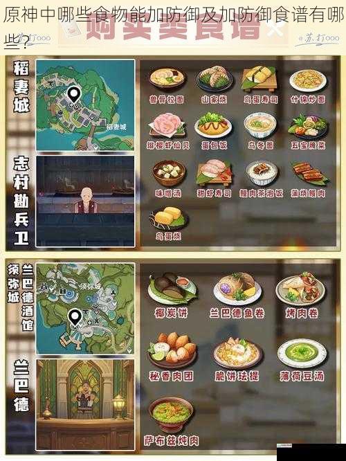 原神中哪些食物能加防御及加防御食谱有哪些?