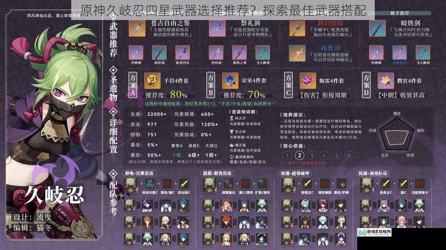 原神久岐忍四星武器选择推荐?探索最佳武器搭配