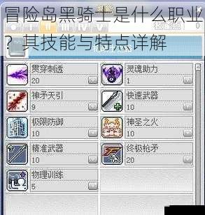 冒险岛黑骑士是什么职业?其技能与特点详解