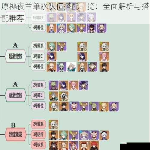 原神夜兰单水队伍搭配一览:全面解析与搭配推荐