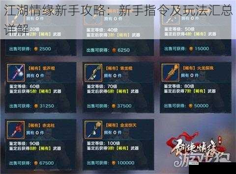 江湖情缘新手攻略:新手指令及玩法汇总详解