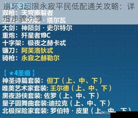 崩坏3超限永寂平民低配通关攻略:详细步骤分享