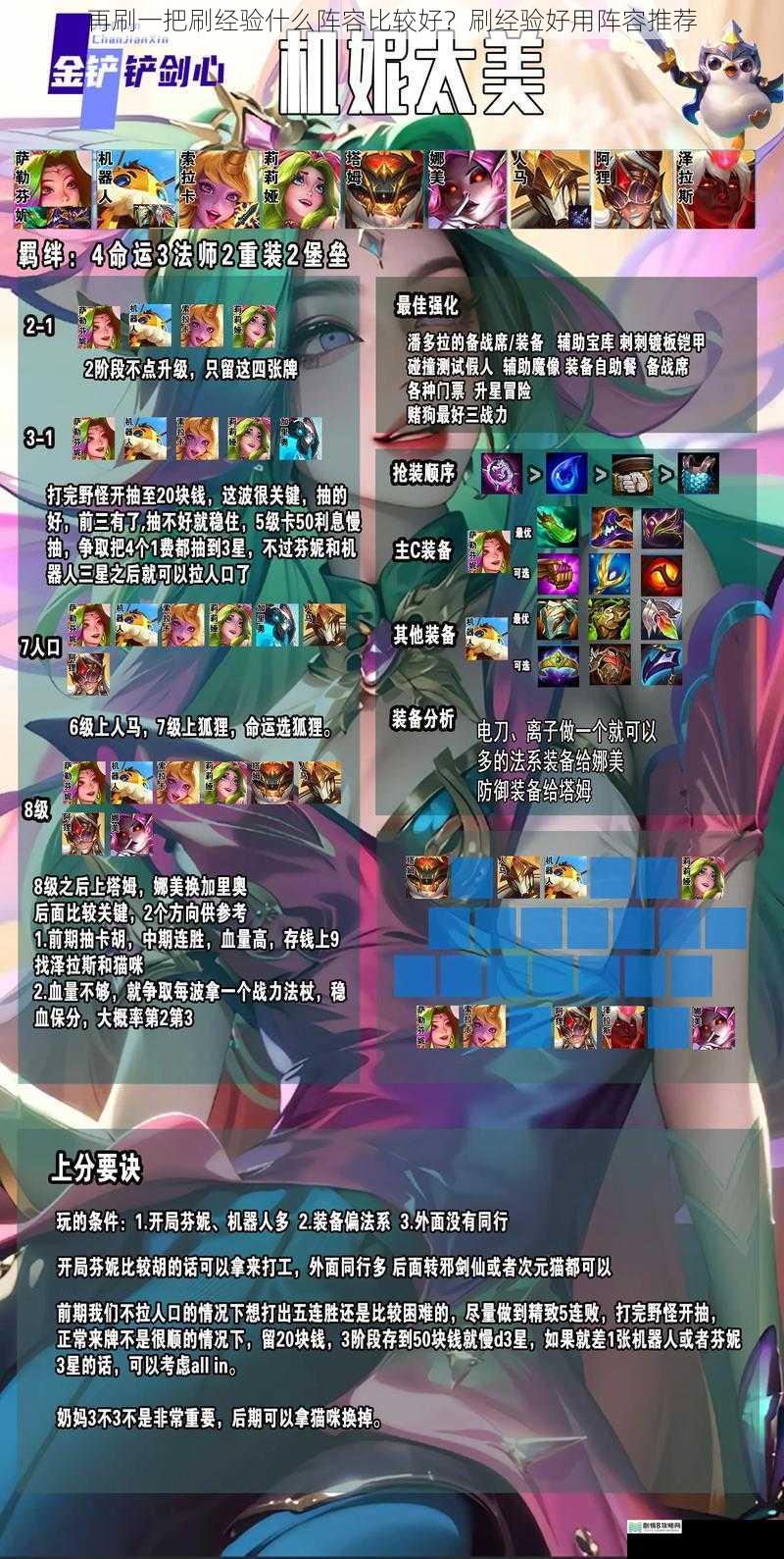 再刷一把刷经验什么阵容比较好?刷经验好用阵容推荐