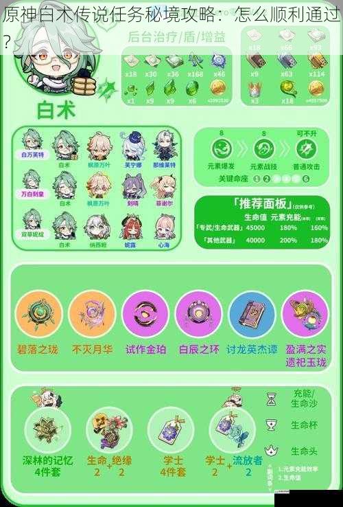 原神白术传说任务秘境攻略:怎么顺利通过?