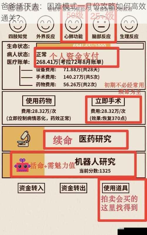 爸爸活下去:困难模式一月份攻略如何高效通关?