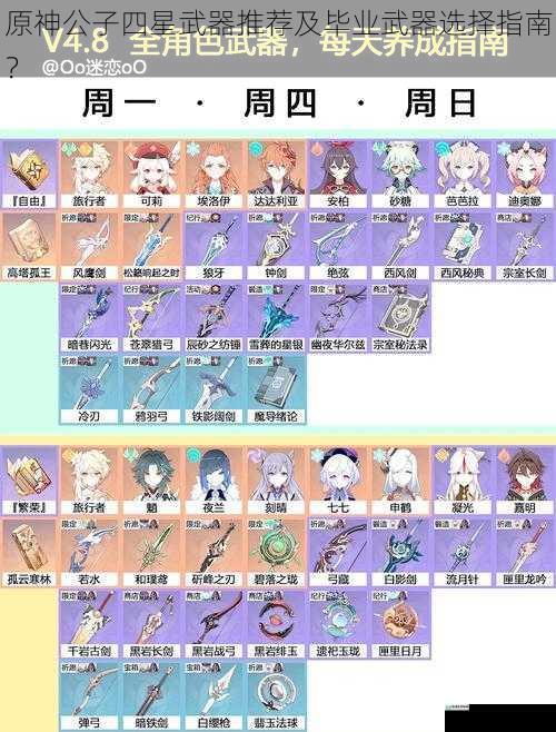 原神公子四星武器推荐及毕业武器选择指南?