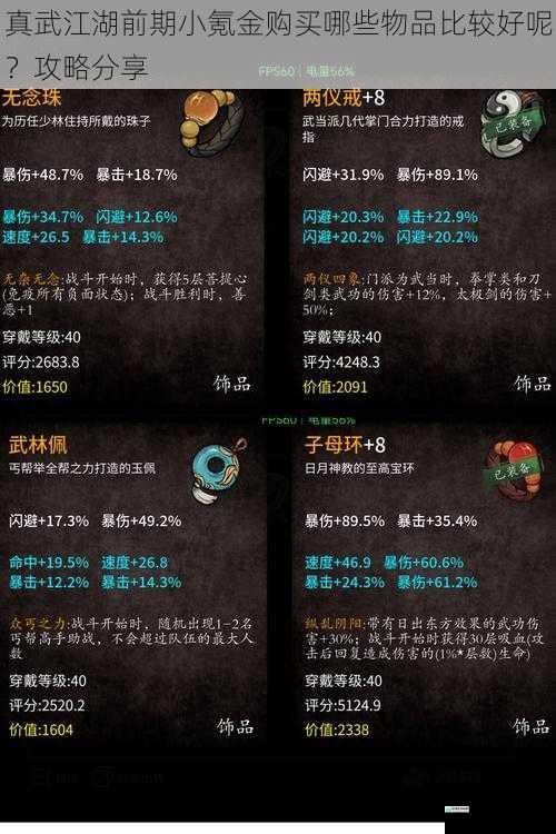 真武江湖前期小氪金购买哪些物品比较好呢?攻略分享