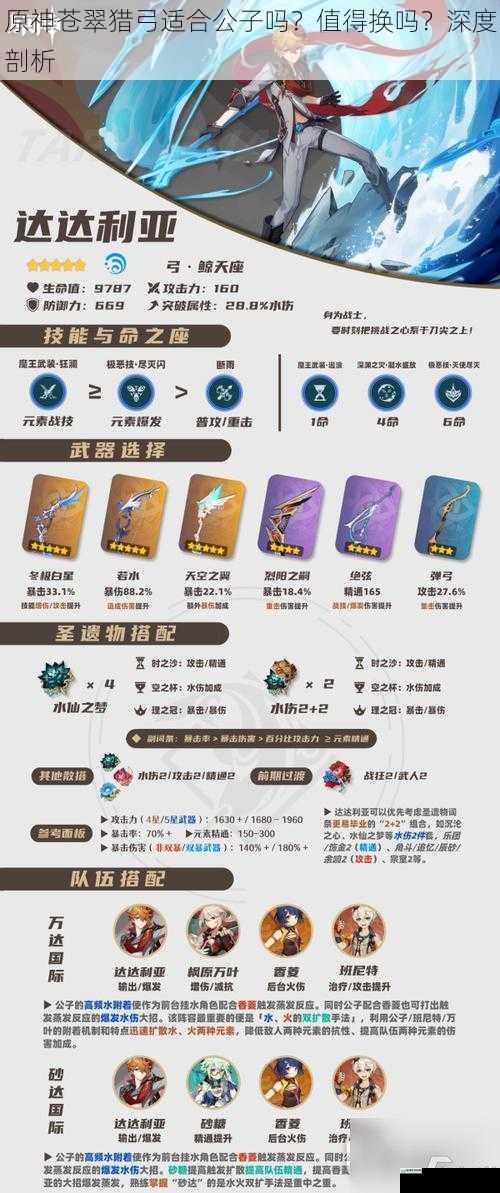 原神苍翠猎弓适合公子吗?值得换吗?深度剖析