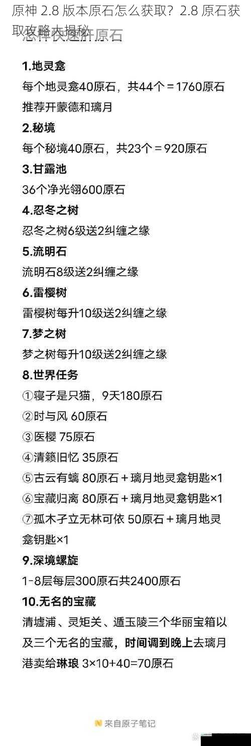 原神 2.8 版本原石怎么获取?2.8 原石获取攻略大揭秘