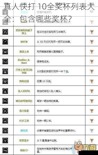 真人快打 10全奖杯列表大全:包含哪些奖杯?