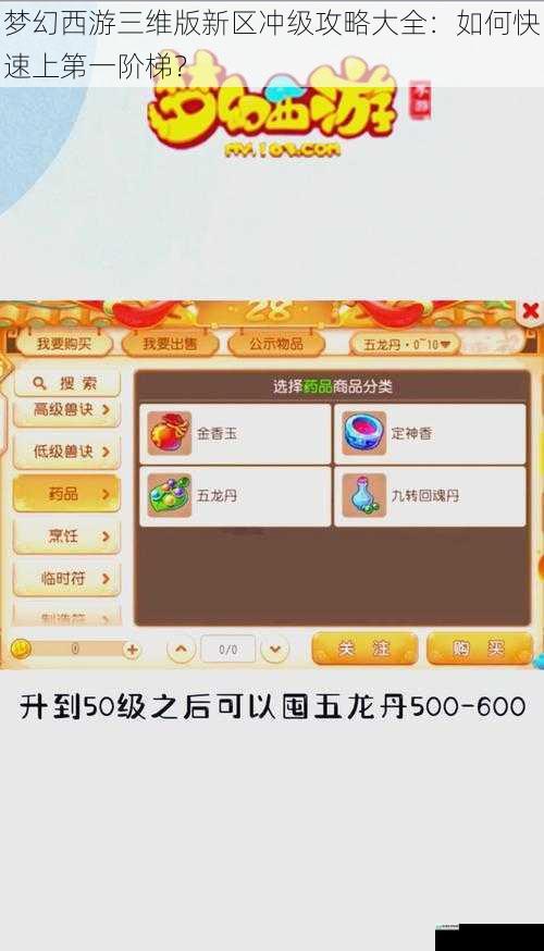 梦幻西游三维版新区冲级攻略大全:如何快速上第一阶梯?