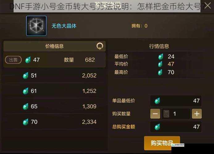 DNF手游小号金币转大号方法说明:怎样把金币给大号?