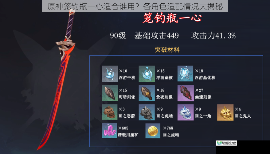 原神笼钓瓶一心适合谁用?各角色适配情况大揭秘