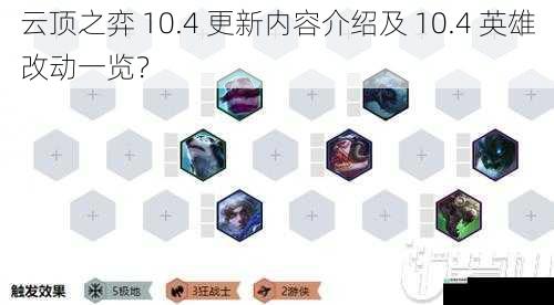 云顶之弈 10.4 更新内容介绍及 10.4 英雄改动一览?