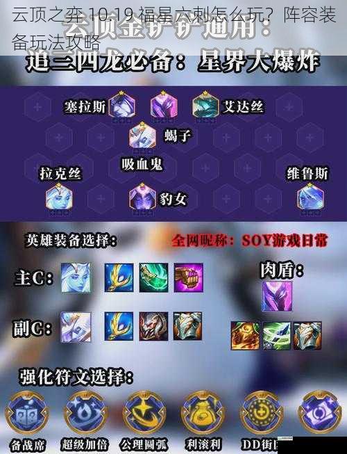 云顶之弈 10.19 福星六刺怎么玩?阵容装备玩法攻略