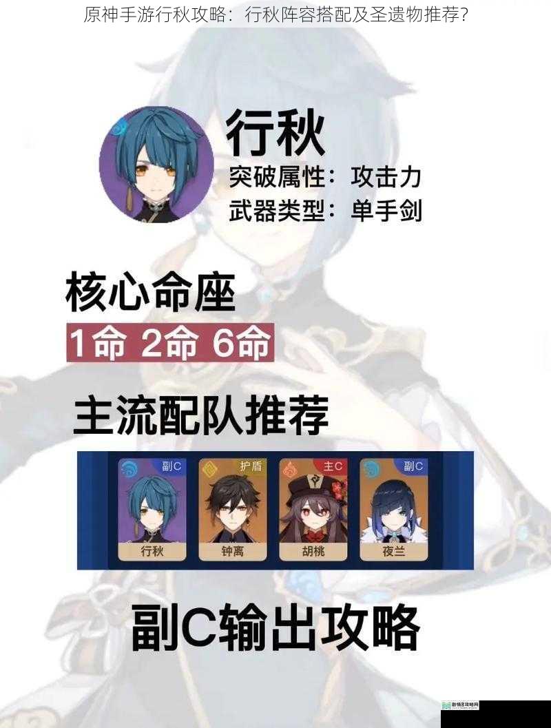 原神手游行秋攻略:行秋阵容搭配及圣遗物推荐?