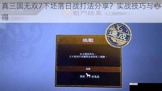 真三国无双7下坯落日战打法分享?实战技巧与心得
