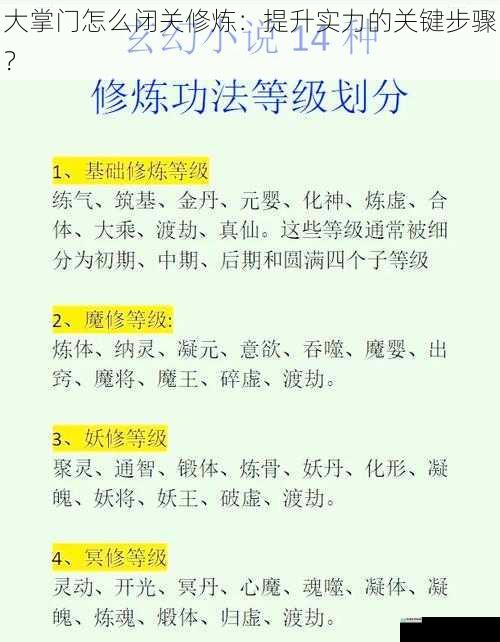 大掌门怎么闭关修炼:提升实力的关键步骤?