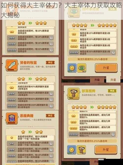 如何获得大主宰体力?大主宰体力获取攻略大揭秘