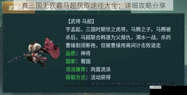 真三国无双霸马超获取途径大全:详细攻略分享